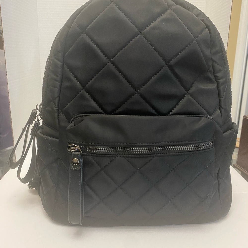 Sol & Selene Sleek Black Quilted Backpack with Dome Shape